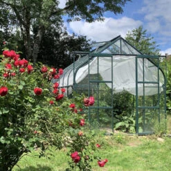 Serre Aloé Diana 9,70m² En Aluminium Laqué Vert Et Verre Trempé 3mm + Embase Incluse - Natura Lams -Jardin Serre Boutique serre aloe diana 985m en aluminium laque vert et verre trempe 3mm embase incluse natura lams 18