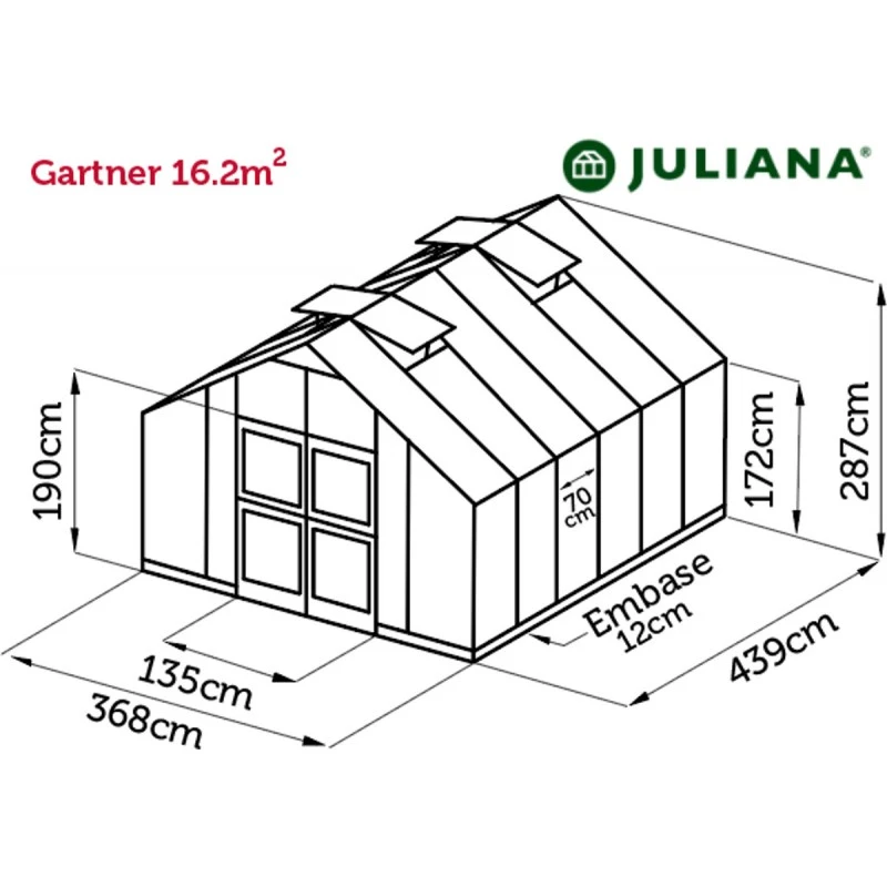 Serre Anthracite 16,2m² En Polycarbonate 10mm Gardener - Juliana 15 Serre Anthracite 16,2m² En Polycarbonate 10mm Gardener - Juliana – Image 13