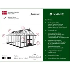 Serre Anthracite 18,8m² En Polycarbonate 10mm Gartner - Juliana -Jardin Serre Boutique serre anthracite 188m en polycarbonate 10mm gardener juliana 10