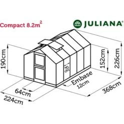 Serre Anthracite 8,2m² En Polycarbonate 10mm Compact - Juliana -Jardin Serre Boutique serre anthracite 82m en polycarbonate 10mm compact nye juliana 14