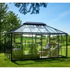 Serre Anthracite Grand Oase 13m² Aluminium Et Verre Trempé 3mm - Juliana -Jardin Serre Boutique serre anthracite grand oase 13m aluminium et verre trempe 3mm juliana 10