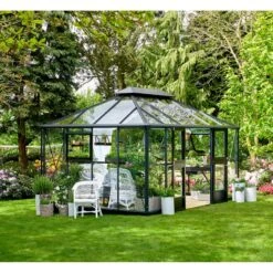 Serre Anthracite Grand Oase 13m² Aluminium Et Verre Trempé 3mm - Juliana -Jardin Serre Boutique serre anthracite grand oase 13m aluminium et verre trempe 3mm juliana 14