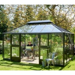 Serre Anthracite Grand Oase 13m² Aluminium Et Verre Trempé 3mm - Juliana -Jardin Serre Boutique serre anthracite grand oase 13m aluminium et verre trempe 3mm juliana 17