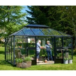 Serre Anthracite Grand Oase 13m² Aluminium Et Verre Trempé 3mm - Juliana -Jardin Serre Boutique serre anthracite grand oase 13m aluminium et verre trempe 3mm juliana 3