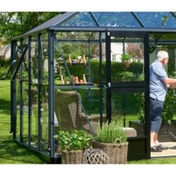 Serre Anthracite Grand Oase 13m² Aluminium Et Verre Trempé 3mm - Juliana -Jardin Serre Boutique serre anthracite grand oase 13m aluminium et verre trempe 3mm juliana 5