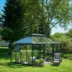 Serre Anthracite Grand Oase 13m² Aluminium Et Verre Trempé 3mm - Juliana -Jardin Serre Boutique serre anthracite grand oase 13m aluminium et verre trempe 3mm juliana 8