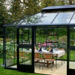Serre Anthracite Grand Oase 13m² Aluminium Et Verre Trempé 3mm - Juliana -Jardin Serre Boutique serre anthracite grand oase 13m aluminium et verre trempe 3mm juliana 9