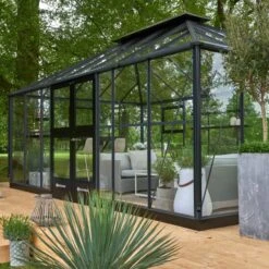 Serre Anthracite Grand Oase 18,8m² Aluminium Et Verre Trempé 3mm - Juliana -Jardin Serre Boutique serre anthracite grand oase 188m aluminium anthracite et verre trempe 3mm juliana 12