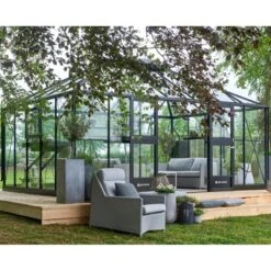 Serre Anthracite Grand Oase 18,8m² Aluminium Et Verre Trempé 3mm - Juliana -Jardin Serre Boutique serre anthracite grand oase 188m aluminium anthracite et verre trempe 3mm juliana 13