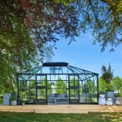 Serre Anthracite Grand Oase 18,8m² Aluminium Et Verre Trempé 3mm - Juliana -Jardin Serre Boutique serre anthracite grand oase 188m aluminium anthracite et verre trempe 3mm juliana 5