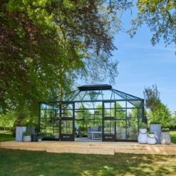 Serre Anthracite Grand Oase 18,8m² Aluminium Et Verre Trempé 3mm - Juliana -Jardin Serre Boutique serre anthracite grand oase 188m aluminium anthracite et verre trempe 3mm juliana 6