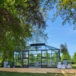 Serre Anthracite Grand Oase 18,8m² Aluminium Et Verre Trempé 3mm - Juliana -Jardin Serre Boutique serre anthracite grand oase 188m aluminium anthracite et verre trempe 3mm juliana 7