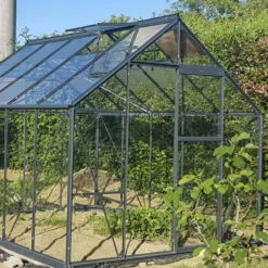 Serre Carvi Merkur 8,10m² En Aluminium Laqué Gris Et Verre Trempé 3mm + Embase Incluse - Natura Lams -Jardin Serre Boutique serre carvi merkur 825m en aluminium laque gris et verre trempe 3mm embase incluse natura lams 13
