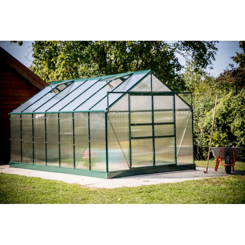 Serre De Jardin 10,37m² Verte En Polycarbonate 6mm + Base - Habrita 4 Serre De Jardin 10,37m² Verte En Polycarbonate 6mm + Base - Habrita – Image 2