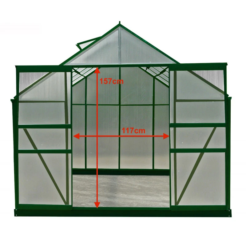 Serre De Jardin 10,37m² Verte En Polycarbonate 6mm + Base - Habrita 13 Serre De Jardin 10,37m² Verte En Polycarbonate 6mm + Base - Habrita – Image 11