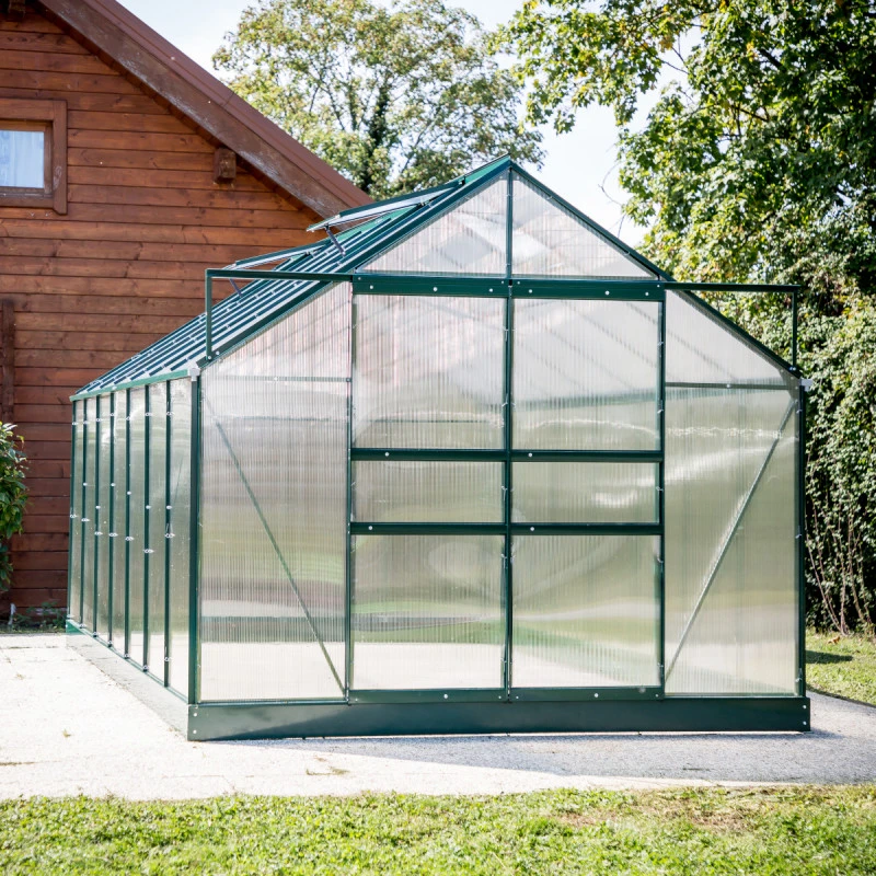 Serre De Jardin 10,37m² Verte En Polycarbonate 6mm + Base - Habrita 5 Serre De Jardin 10,37m² Verte En Polycarbonate 6mm + Base - Habrita – Image 3