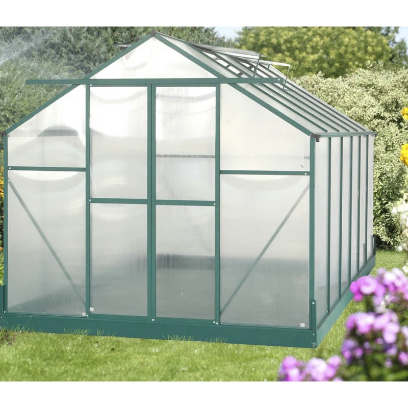 Serre De Jardin 10,37m² Verte En Polycarbonate 6mm + Base - Habrita 8 Serre De Jardin 10,37m² Verte En Polycarbonate 6mm + Base - Habrita – Image 6