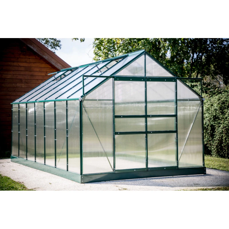 Serre De Jardin 10,37m² Verte En Polycarbonate 6mm + Base - Habrita 10 Serre De Jardin 10,37m² Verte En Polycarbonate 6mm + Base - Habrita – Image 8
