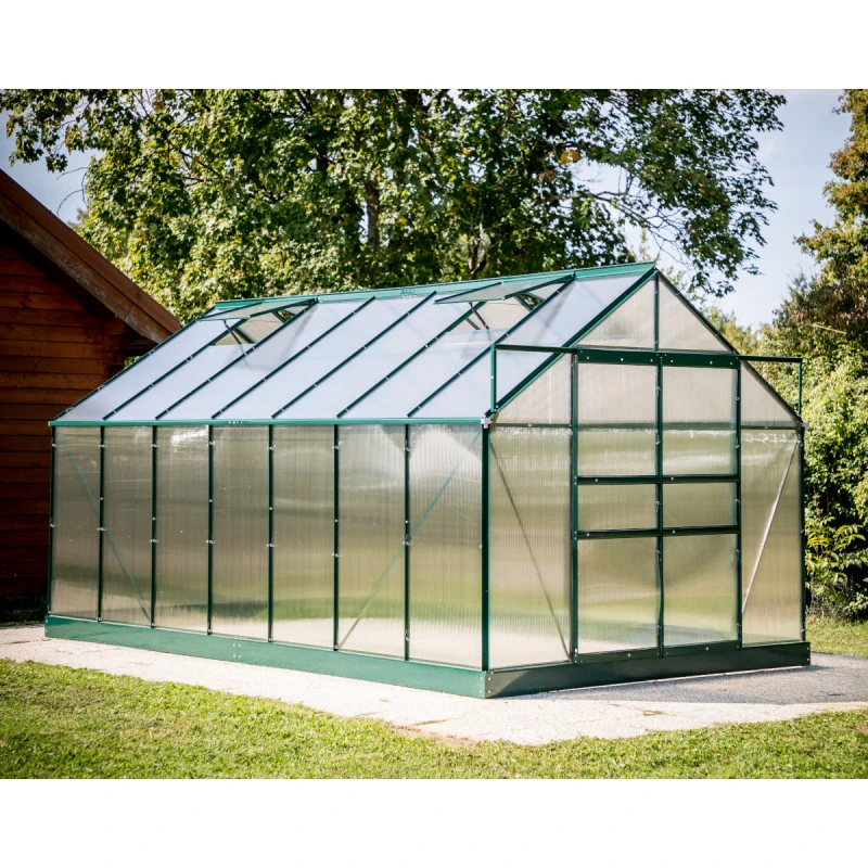 Serre De Jardin 10,37m² Verte En Polycarbonate 6mm + Base - Habrita 11 Serre De Jardin 10,37m² Verte En Polycarbonate 6mm + Base - Habrita – Image 9