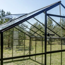 Serre De Jardin 10,44m² En Aluminium Noir Et Verre Trempé Sanus XL10 - Gampre -Jardin Serre Boutique serre de jardin 1044m en aluminium noir et verre trempe sanus xl10 gampre 11