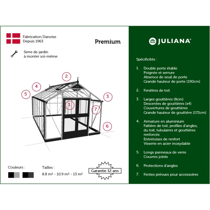Serre De Jardin 10,9 M² Aluminium En Polycarbonate 10mm Premium – Juliana 19 Serre De Jardin 10,9 M² Aluminium En Polycarbonate 10mm Premium – Juliana – Image 17