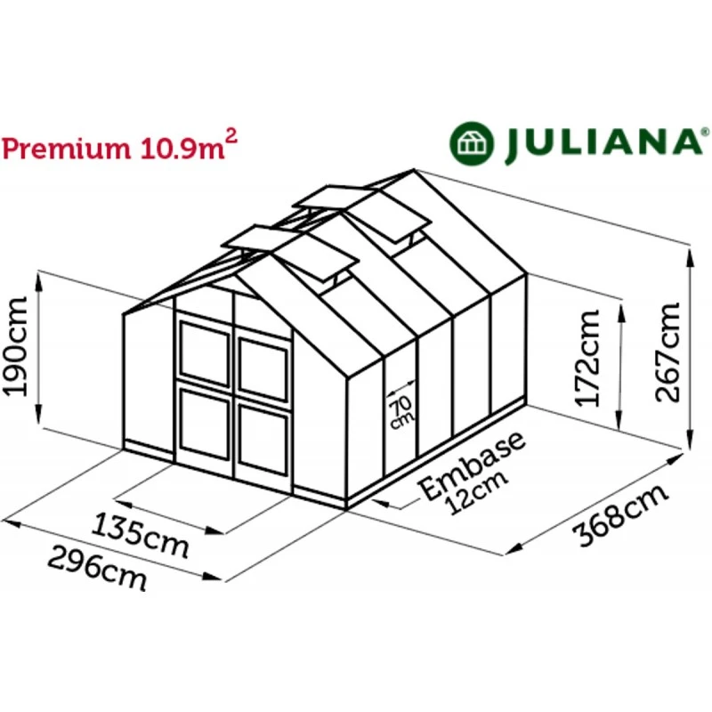 Serre De Jardin 10,9 M² Aluminium En Polycarbonate 10mm Premium – Juliana 21 Serre De Jardin 10,9 M² Aluminium En Polycarbonate 10mm Premium – Juliana – Image 19
