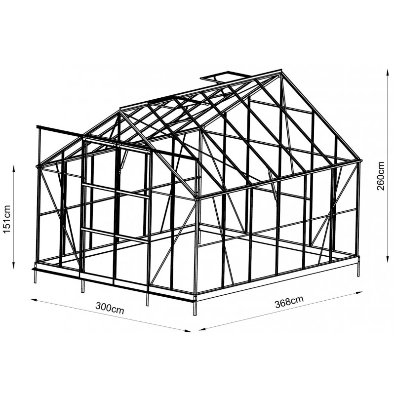 Serre De Jardin 11,04m² En Aluminium Anthracite Et Verre Trempé 4mm - Green Protect 5 Serre De Jardin 11,04m² En Aluminium Anthracite Et Verre Trempé 4mm - Green Protect – Image 3
