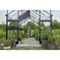 Serre De Jardin 11,3m² En Verre Trempé BLOCKLEY Noire - Halls Costwold -Jardin Serre Boutique serre de jardin 113m en verre trempe blockley noire eden greenhouses 1