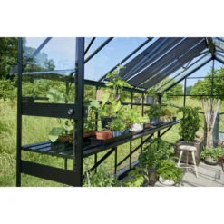 Serre De Jardin 11,3m² En Verre Trempé BLOCKLEY Noire - Halls Costwold -Jardin Serre Boutique serre de jardin 113m en verre trempe blockley noire eden greenhouses 10