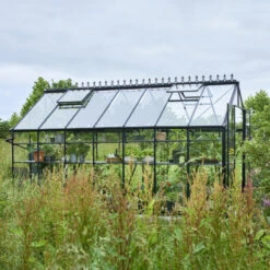 Serre De Jardin 11,3m² En Verre Trempé BLOCKLEY Noire - Halls Costwold -Jardin Serre Boutique serre de jardin 113m en verre trempe blockley noire eden greenhouses 2