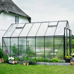 Serre De Jardin 11,5 M² Magnum 148 En Aluminium Noir Et Polycarbonate 6mm - Halls