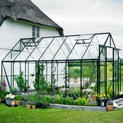 Serre De Jardin 11,5m² Magnum 148 En Aluminium Noir Et Verre Horticole 3mm - Halls -Jardin Serre Boutique serre de jardin 115m magnum 148 en aluminium noir et verre horticole 3mm halls 2