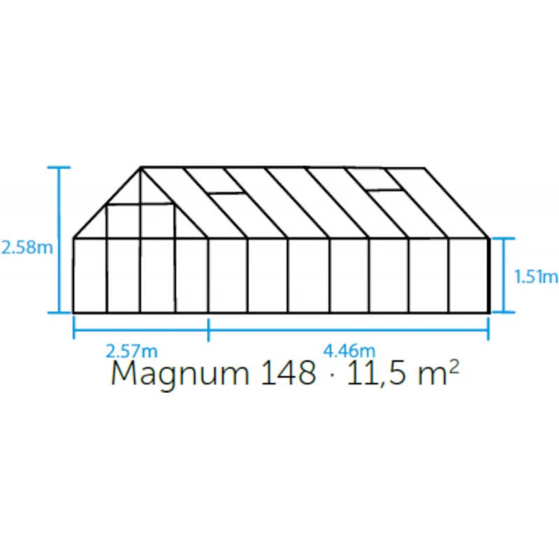 Serre De Jardin 11,5m² Magnum 148 En Aluminium Noir Et Verre Trempé 3mm - Halls 5 Serre De Jardin 11,5m² Magnum 148 En Aluminium Noir Et Verre Trempé 3mm - Halls – Image 3