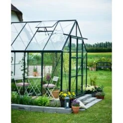 Serre De Jardin 11,5m² Magnum 148 En Aluminium Vert Et Verre Trempé 3mm - Halls -Jardin Serre Boutique serre de jardin 115m magnum 148 en aluminium vert et verre trempe 3mm halls 4