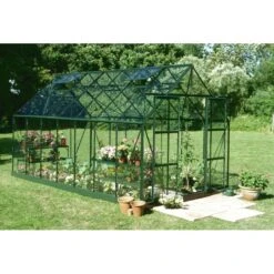 Serre De Jardin 11,5m² Magnum 148 En Aluminium Vert Et Verre Trempé 3mm - Halls -Jardin Serre Boutique serre de jardin 115m magnum 148 en aluminium vert et verre trempe 3mm halls 7
