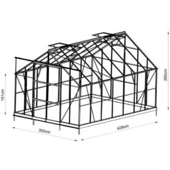 Serre De Jardin 12,84m² En Aluminium Anthracite Et Verre Trempé 4mm - Green Protect -Jardin Serre Boutique serre de jardin 1272m en aluminium anthracite et verre trempe 4mm green protect 3