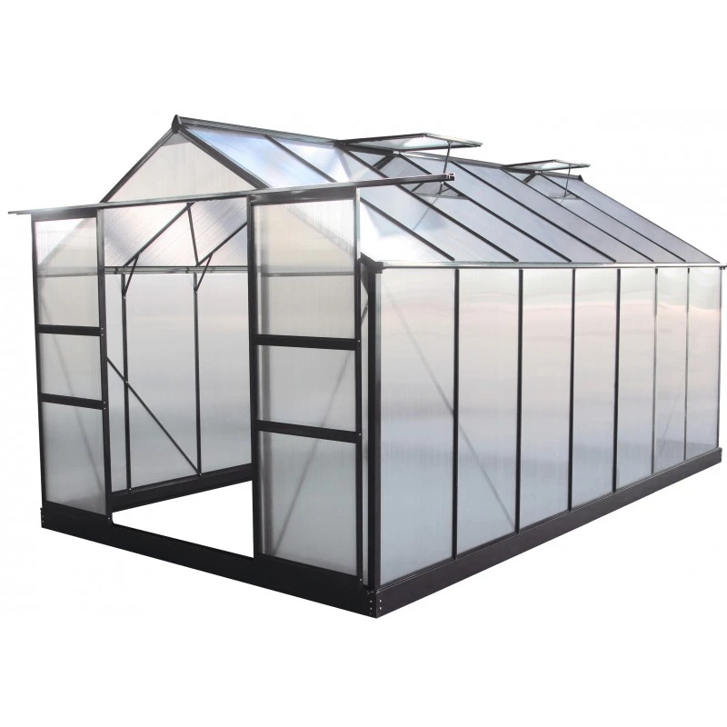 Serre De Jardin 13,2m² Anthracite Polycarbonate 4mm + Embase Green Protect 4 Serre De Jardin 13,2m² Anthracite Polycarbonate 4mm + Embase Green Protect – Image 2