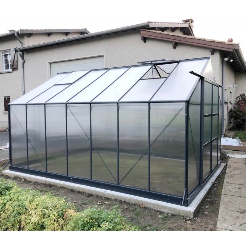 Serre De Jardin 13,2m² Anthracite Polycarbonate 4mm + Embase Green Protect 15 Serre De Jardin 13,2m² Anthracite Polycarbonate 4mm + Embase Green Protect – Image 13