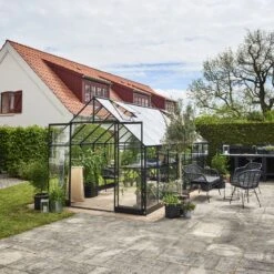 Serre De Jardin 13m² Qube+ 816 Noire En Verre Trempé - Halls -Jardin Serre Boutique serre de jardin 13m qube 816 noire en verre trempe halls 1