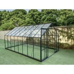 Serre De Jardin 14,52m² En Aluminium Anthracite Et Verre Trempé 4mm - Green Protect -Jardin Serre Boutique serre de jardin 1452m en aluminium anthracite et verre trempe 4mm green protect 1