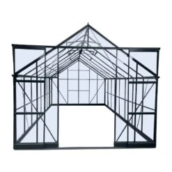 Serre De Jardin 14,52m² En Aluminium Anthracite Et Verre Trempé 4mm - Green Protect -Jardin Serre Boutique serre de jardin 1452m en aluminium anthracite et verre trempe 4mm green protect 3