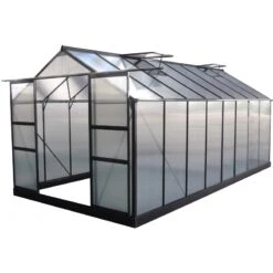 Serre De Jardin 15,03m² Anthracite PC 4mm + Embase Green Protect