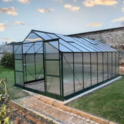 Serre De Jardin 16,9m² Verte En Polycarbonate 4mm + Embase Green Protect -Jardin Serre Boutique serre de jardin 169m verte en polycarbonate 4mm embase green protect 17