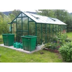 Serre De Jardin Verte 249x505cm 12,57m² En Verre Cathédrale 4mm VARIANT J5 - Limes