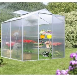 Serre De Jardin 2,39m² En Aluminium Et Polycarbonate Habrita