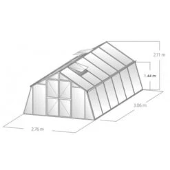 Serre De Jardin 276x306cm 8,45m² En Verre Cathédrale 4mm VARIANT - Limes -Jardin Serre Boutique serre de jardin 276x306cm 845m en verre cathedrale 4mm variant limes 2