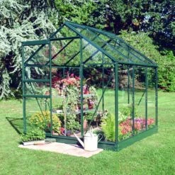 Serre De Jardin 3,8 M² Popular 66 En Aluminium Vert Et Verre Horticole Popular - Halls