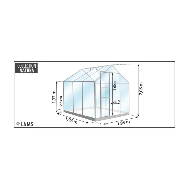 Serre Allium Venus 3,7m² En Aluminium Naturel Et Verre Trempé 3mm + Embase Incluse - Natura Lams 5 Serre Allium Venus 3,7m² En Aluminium Naturel Et Verre Trempé 3mm + Embase Incluse - Natura Lams – Image 3