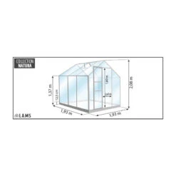 Serre Allium Venus 3,7m² En Aluminium Laqué Vert Et Verre Trempé 3mm + Embase Incluse - Natura Lams -Jardin Serre Boutique serre de jardin 38m en aluminium laque et verre trempe venus lams 1