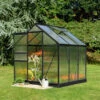 Serre De Jardin 3,8m² Popular 66 En Aluminium Noir Et Polycarbonate 4mm - Halls